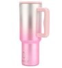 House of Quirk 1200ML Stainless Steel Tumbler Hot and Cold with Handle and Lid 2 Straw, Double Insulated Cup 100% Leak Proof Mug Cupholder for Gym, Travelling (Electric Pink)