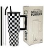 House of Quirk 1200ML Stainless Steel Tumbler Hot and Cold with Handle and Lid 2 Straw, Double Insulated Cup 100% Leak Proof Mug Cupholder for Gym, Travelling (Chess)