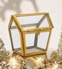 House Shaped Brass & Glass Jewellery Organizer Decorative Box
