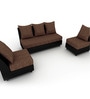 Housefull Fancy Sofa Set in Brown (3 Seater + 1 Seater + 1 Seater)