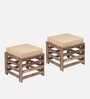 Houston Stool Set Of 2 In Jute Beige Colour
