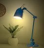 Howmini Blue Metal Shade Table Lamp with Blue Base