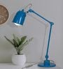 Howmini Blue Metal Shade Table Lamp with Blue Base