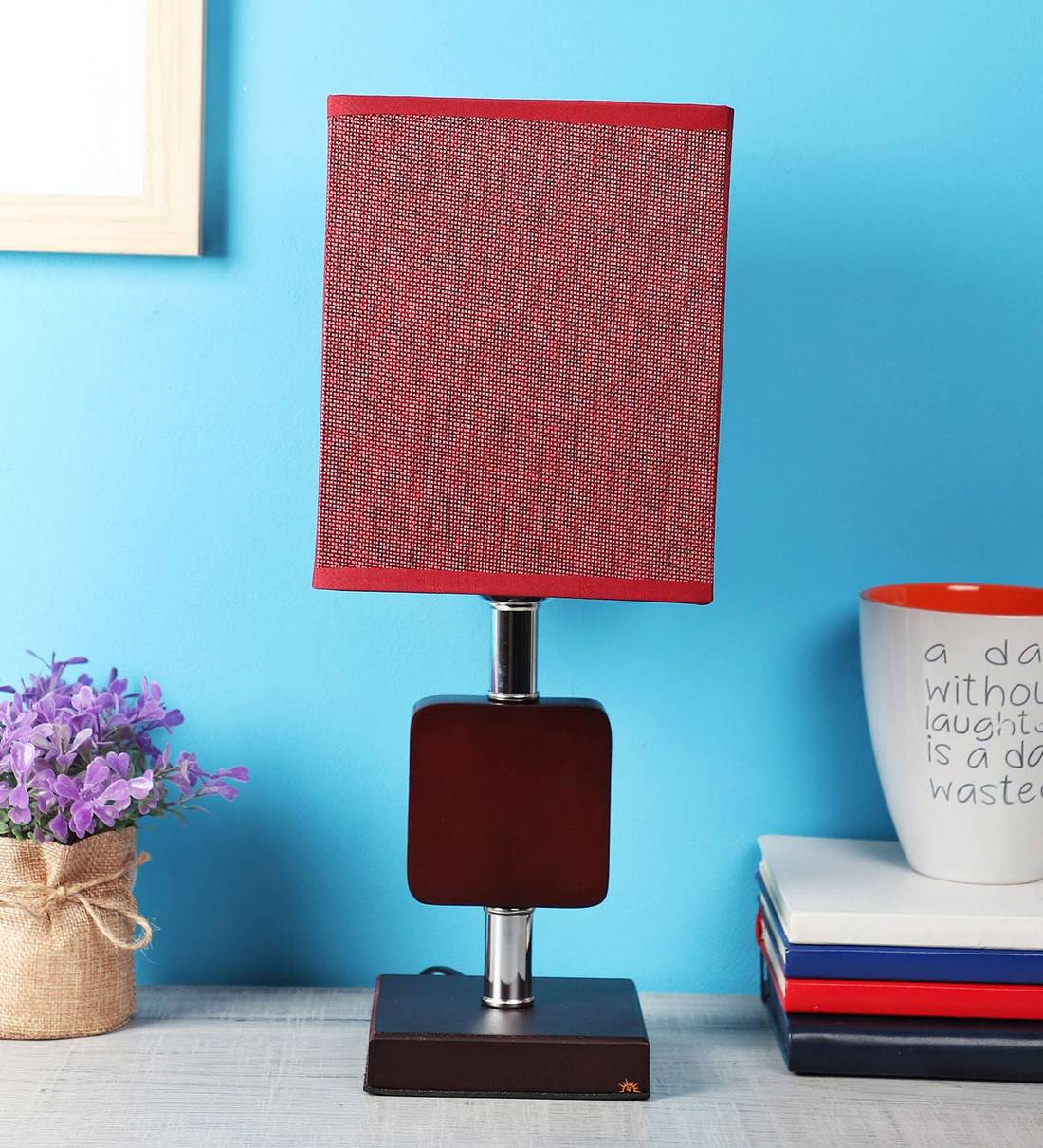 Buy Hsaka Red Shade Table Lamp With Cotton Base by DecorativeRay at 41
