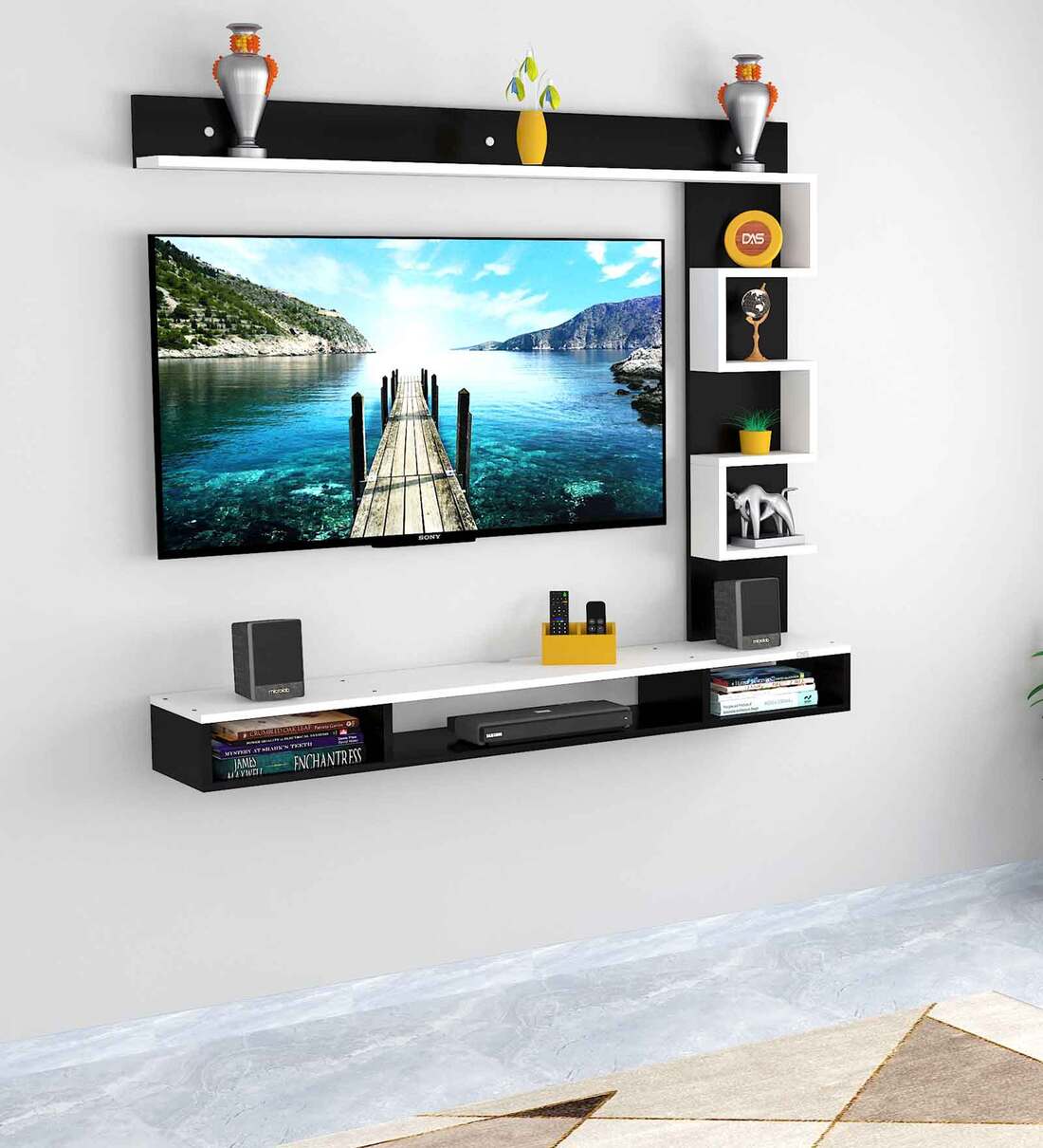 tv wall mount with table