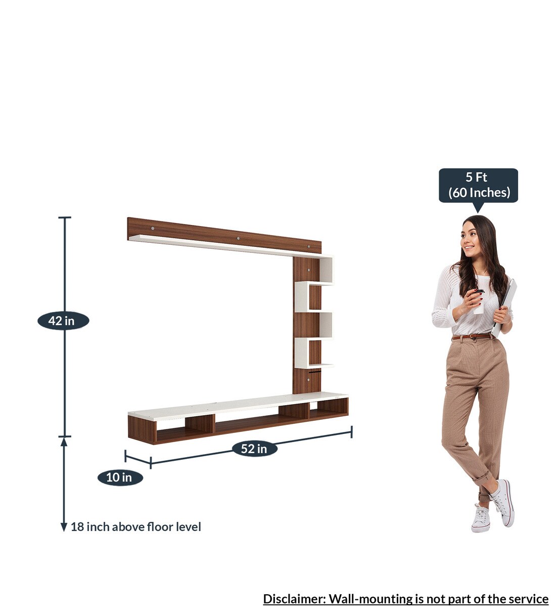 Buy Hubert TV Shelf in Classic Walnut & Frosty White Finish for TVs up to 43\ by Das Online TV