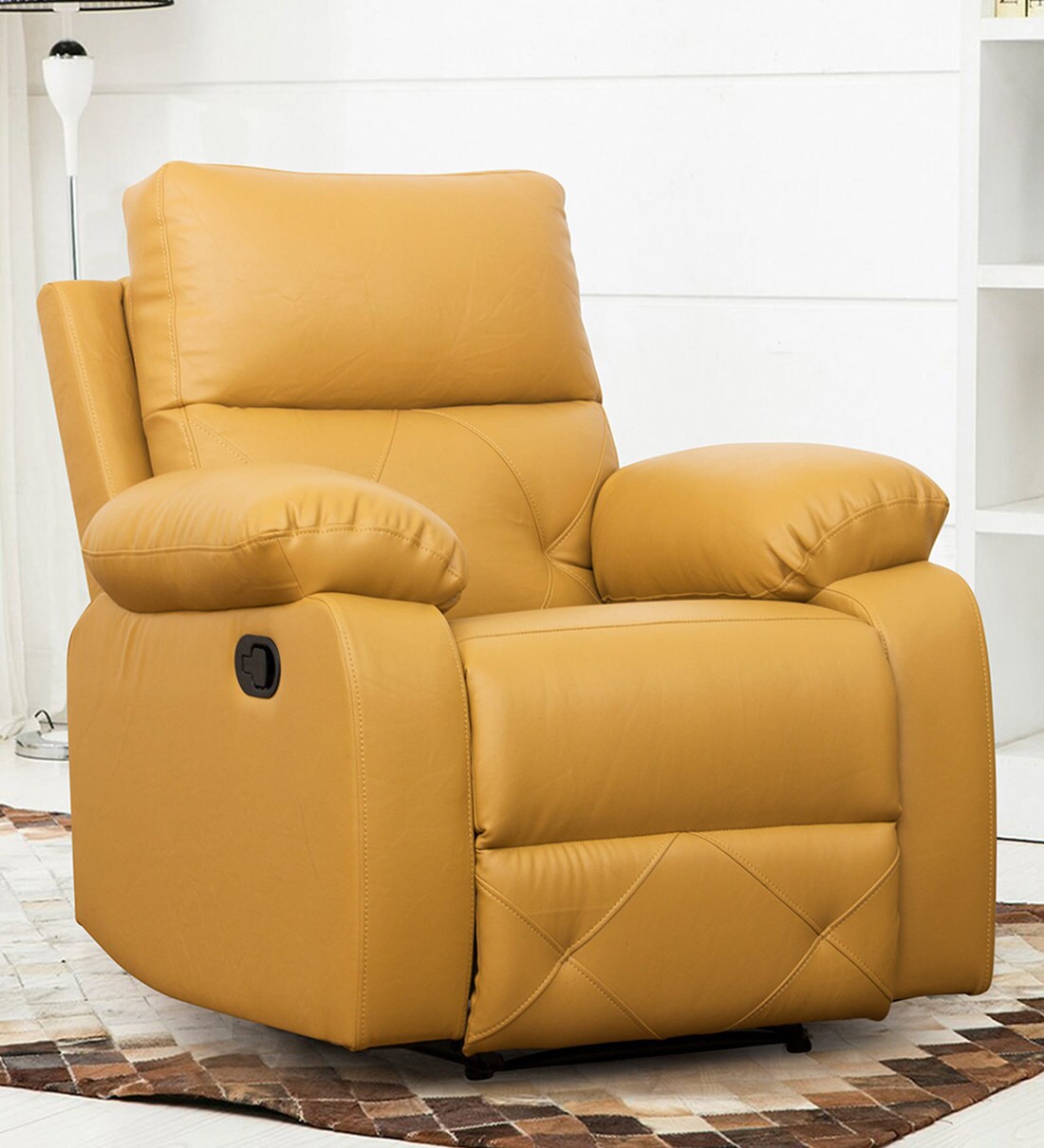 Buy Hudson One Seater Recliner In Yellow Leatherette By Peachtree