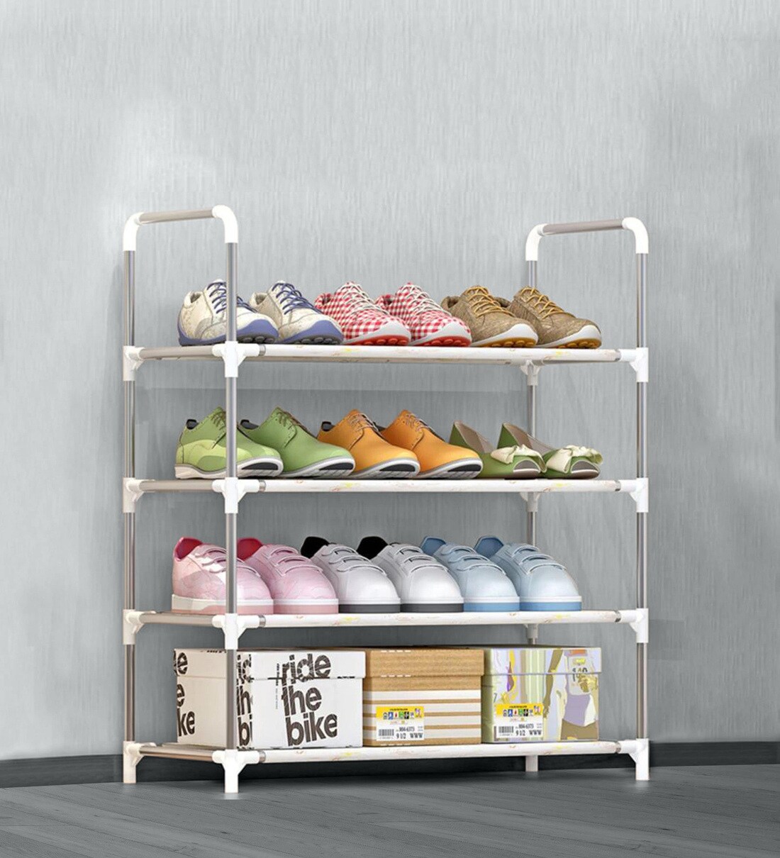 Buy Hudson Shoe Rack in Grey Colour by DIY Furniture Online Open Shoe