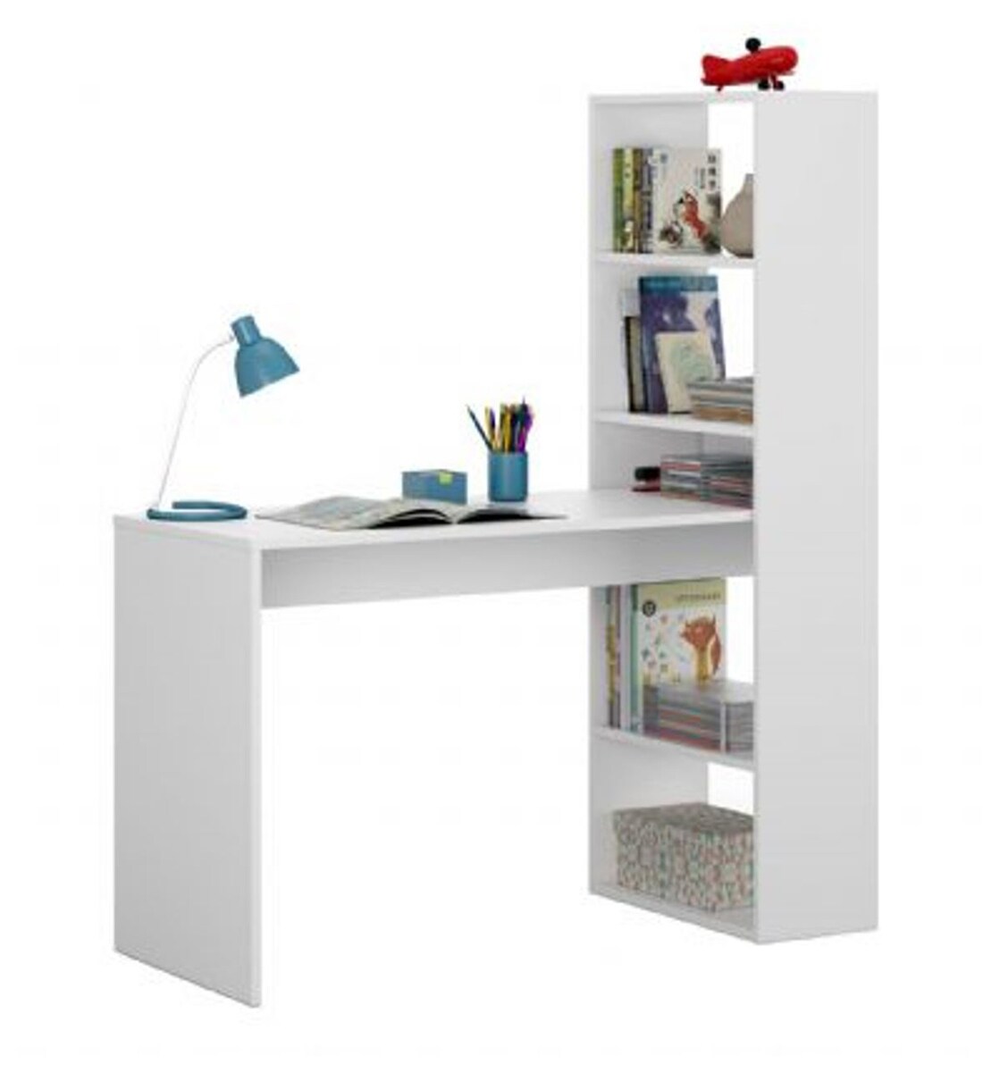 Buy Hutch Corner Study Table in Frosty White Colour by Comfold Online
