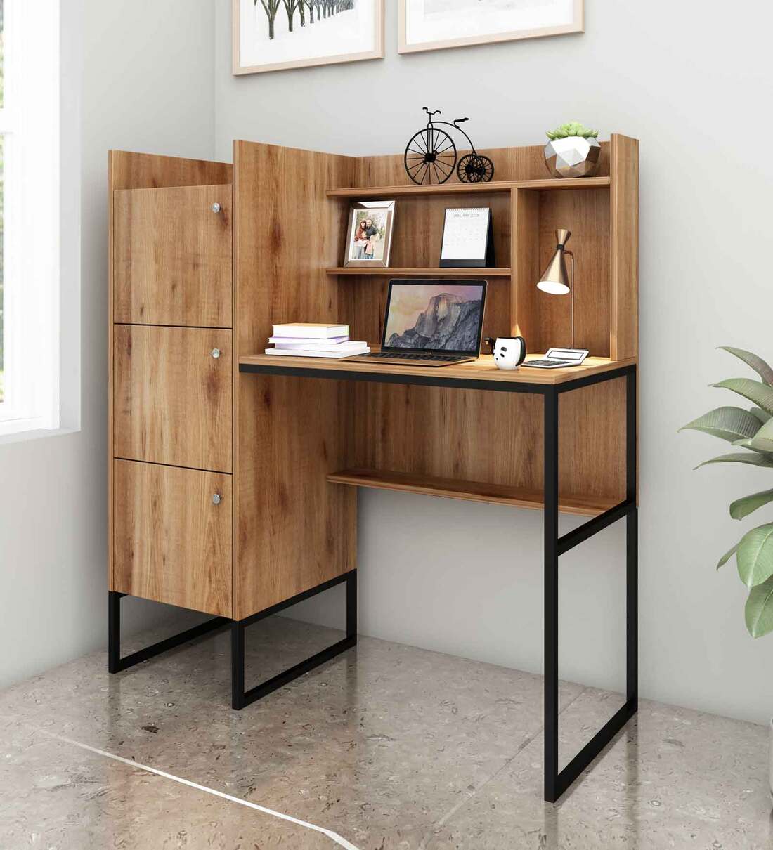 Buy Stella Hutch Desk in Knottywood Finish by Crystal Furnitech Online