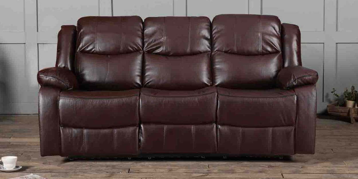 Buy Hugo Fabric 3 Seater Recliner in Brown Colour at 62 OFF by