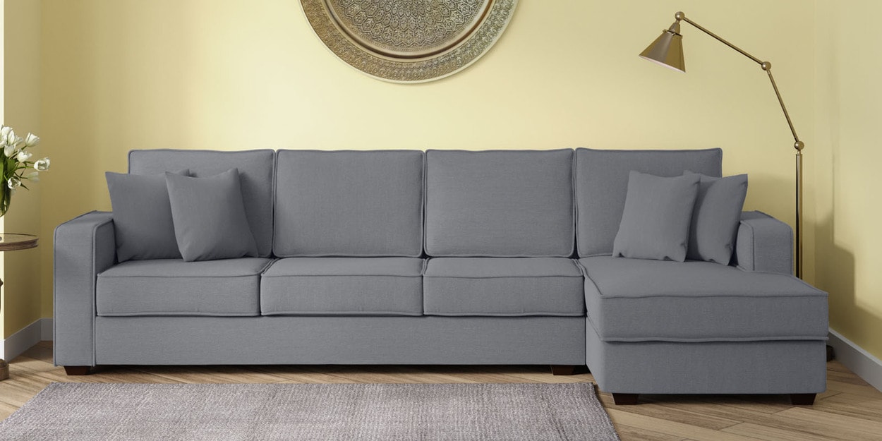 Buy Hugo Fabric LHS Sectional Sofa (3 + Lounger) In Ash Grey Colour at 6 OFF by Woodsworth from