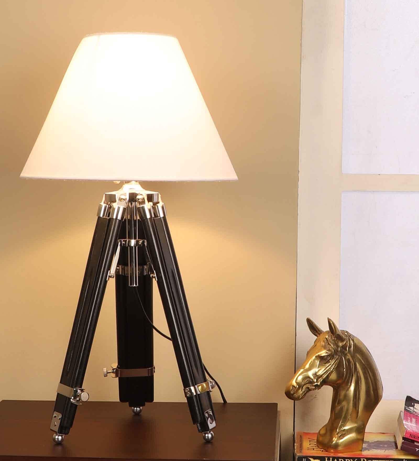 Hubble Tripod Table Lamp (Cotton White Conical Shade )