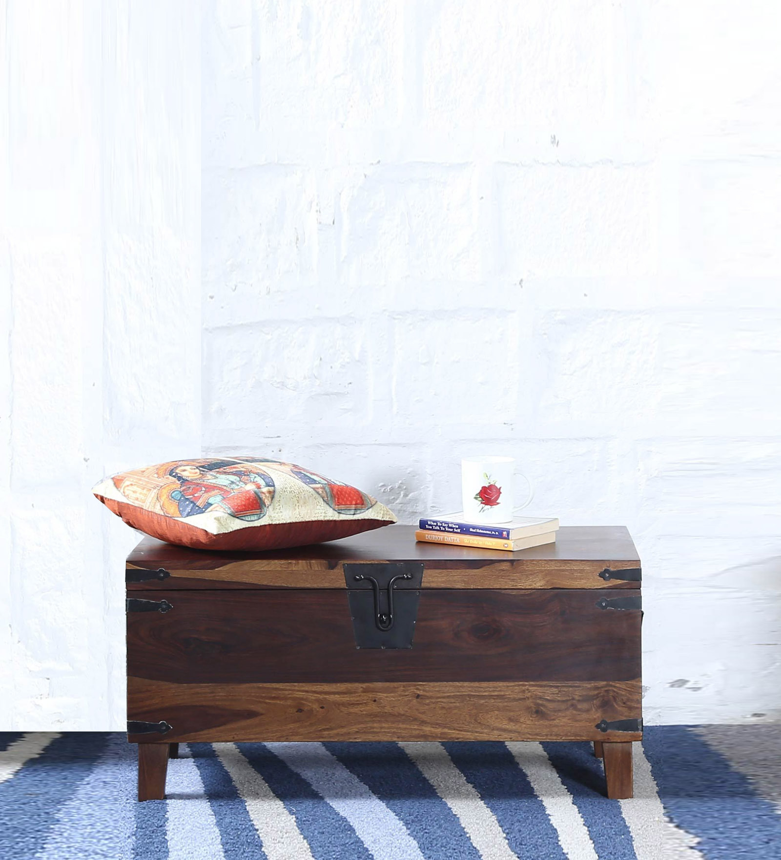 Hudson Solid Wood Small Blanket Box in Provincial Teak Finish