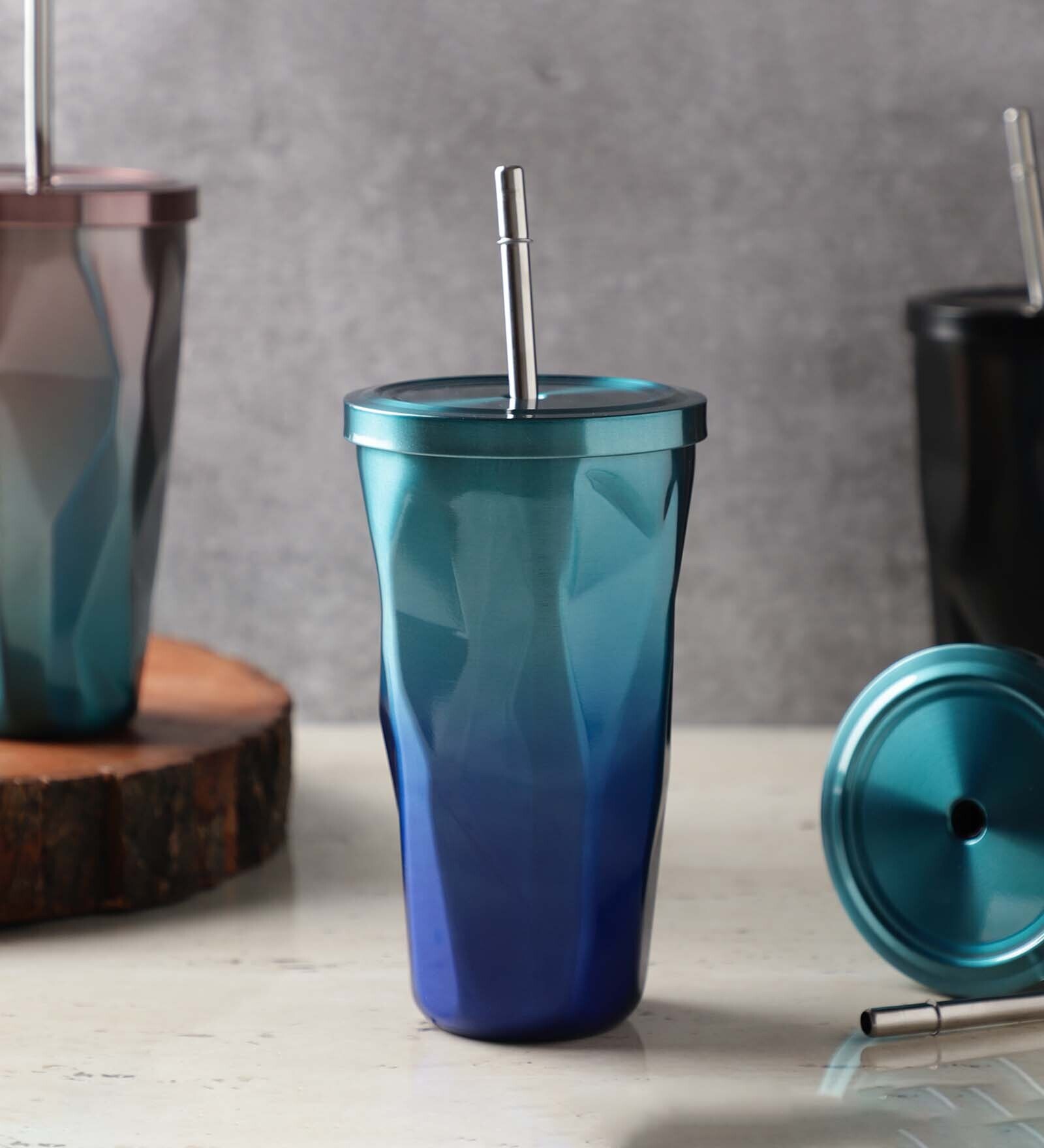 Hue Diamond 700ml Blue Stainless Steel Sipper