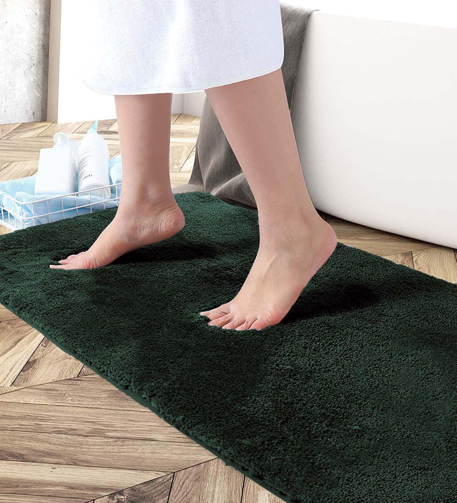 Green Microfibre 24 x 60 Inches Machine Made Floor Runner