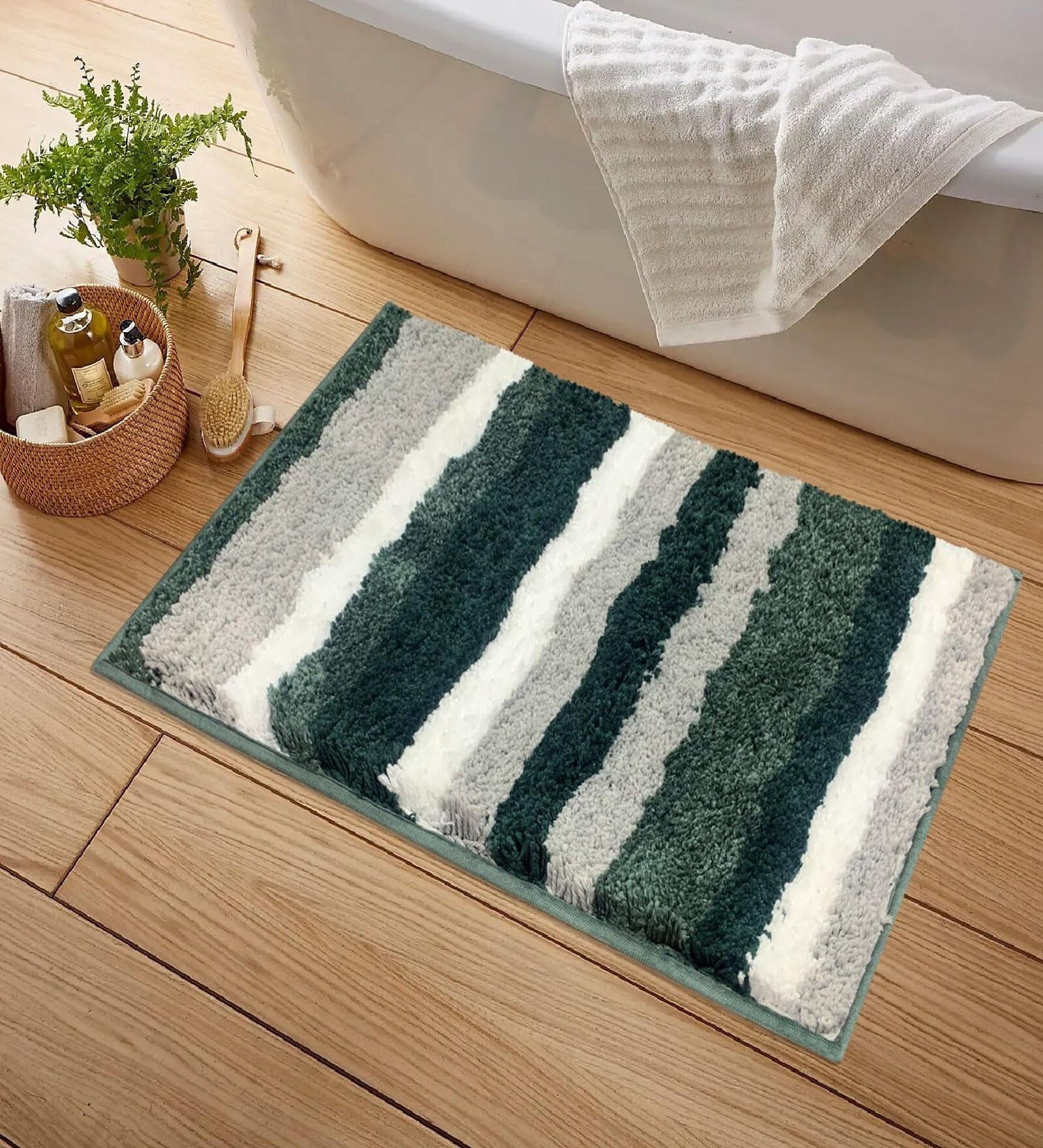 Hunter Green Microfibre 16x24 Inches Lightweight Bath Mat