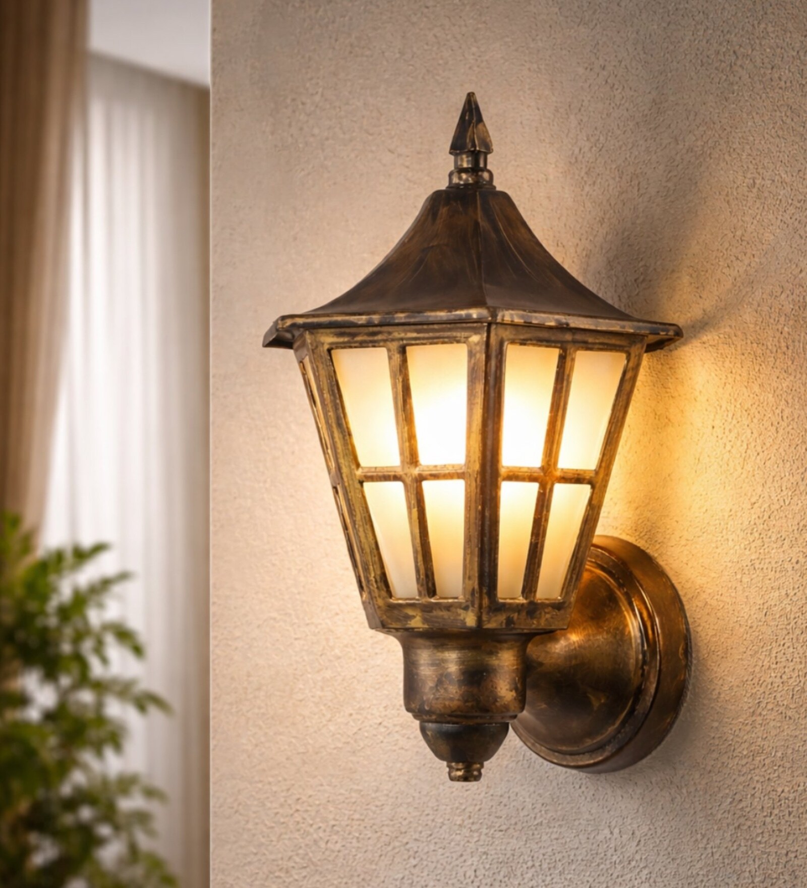 Hurricane Antique Gold Vintage Outdoor Light Set of 1