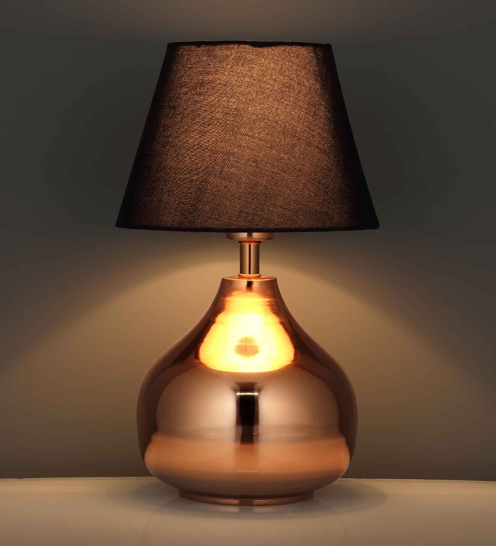 Huzur Iron Table Lamp with Cotton Fabric Lampshade (Gold & White)