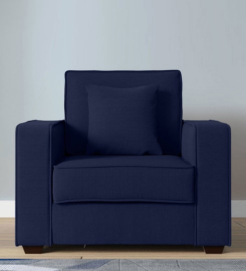 Hugo Fabric 1 Seater Sofa In Navy Blue Colour
