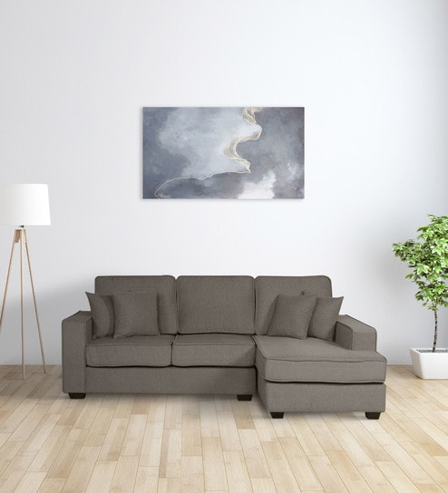 Hugo Fabric LHS 2 Seater Sectional Sofa In Sandy Brown Colour