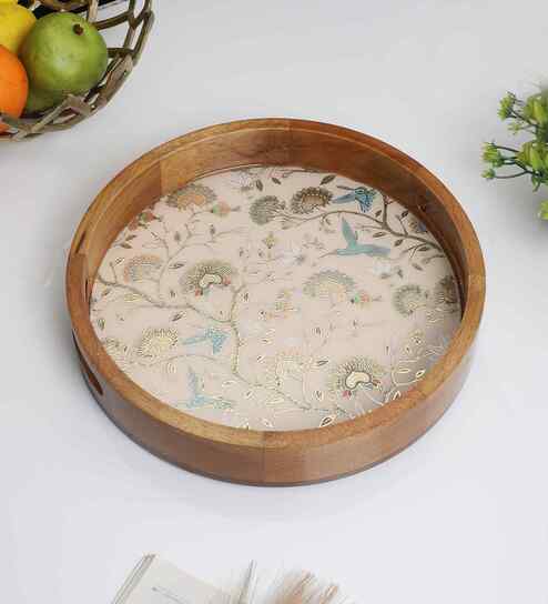 Hummingbird Garden Round Tray for Kitchen Organization - Large (1 Piece)
