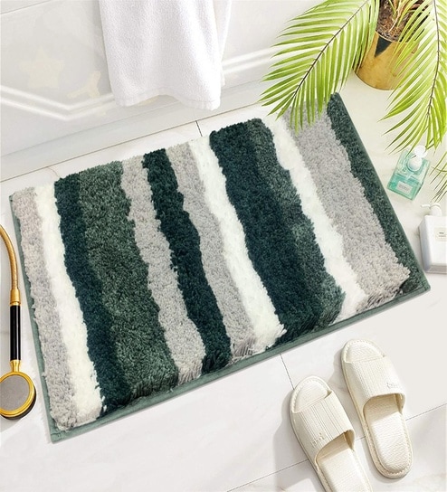Hunter Green Microfibre 18x30 Inches Lightweight Bath Mat-image-46