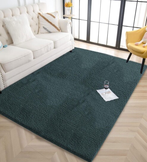 Hunter Green Solid Microfiber 3 X 5 Feet Tufted Carpet