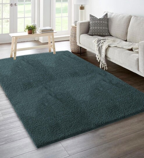 Hunter Green Solid Microfiber 4 X 6 Feet Tufted Carpet