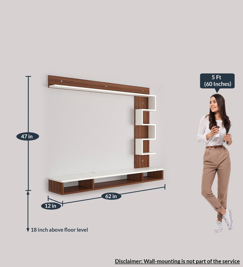 Buy Hubert Tv Unit In Classic Walnut & Frosty White Finish For Tvs Up To 55\  At 52% Off By Das | Pepperfry