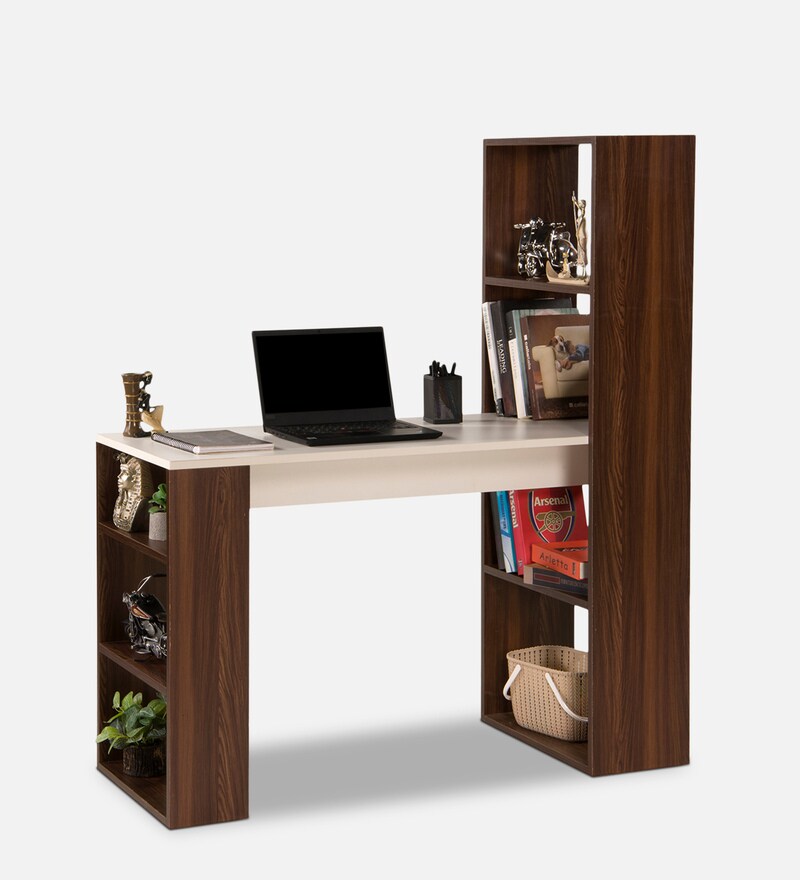 Hutch Corner Study Table In Frosty White Colour By Comfold atelier