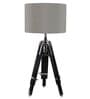 Exemplary Brown Fabric Shade Night Lamp With Metal & Wood Base