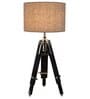 Exemplary Brown Fabric Shade Night Lamp With Metal & Wood Base