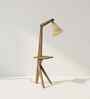 Hubert Wooden Shelf Floor Lamp with Wooden Shade & Brown Base