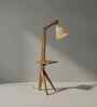 Hubert Wooden Shelf Floor Lamp with Wooden Shade & Brown Base