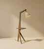 Hubert Wooden Shelf Floor Lamp with Wooden Shade & Brown Base