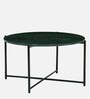 Hucko Metal Coffee Table in Black Finish with Green Marble Top