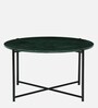 Hucko Metal Coffee Table in Black Finish with Green Marble Top