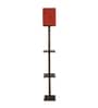 Central Red Cotton Shade Shelf Floor Lamp With Birch Ply Base