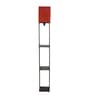 Central Red Cotton Shade Shelf Floor Lamp With Birch Ply Base