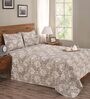 Brown Abstract 300 TC Cotton and Viscose Double Bed Cover with 2 Pillow Covers