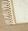 Beige Hugli Cotton Jute Woven Strong 4X6 Ft Carpet With Fringe