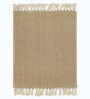 Beige Hugli Cotton Jute Woven Strong 3X5 Ft Carpet With Fringe