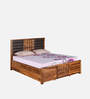 Hulk Queen Size Bed With Hydraulic Storage In Walnut Finish