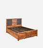 Hulk Queen Size Bed With Hydraulic Storage In Walnut Finish