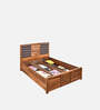Hulk Queen Size Bed With Hydraulic Storage In Walnut Finish
