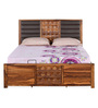 Hulk Sheesham Wood Queen Size Bed in Walnut Finish with Hydraulic Storage
