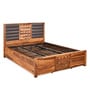 Hulk Sheesham Wood Queen Size Bed in Walnut Finish with Hydraulic Storage