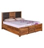 Hulk Sheesham Wood Queen Size Bed in Walnut Finish with Hydraulic Storage