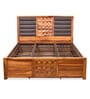Hulk Sheesham Wood Queen Size Bed in Walnut Finish with Hydraulic Storage